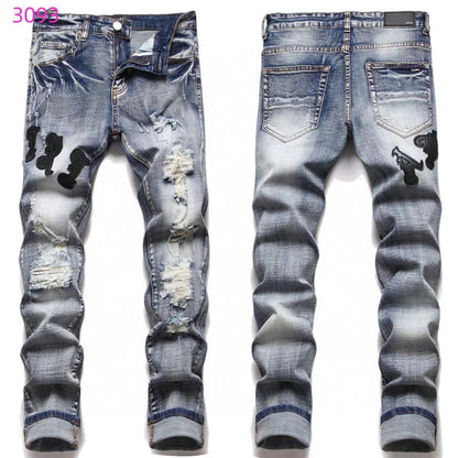 GMAM Heavy Craft Washed Distressed High Street Embroidered Unisex Jeans