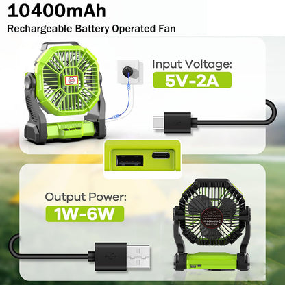 Camping Fan Light Portable USB Rechargeable Camping Fan Outdoor Travel Fishing Lighting Tent Fan