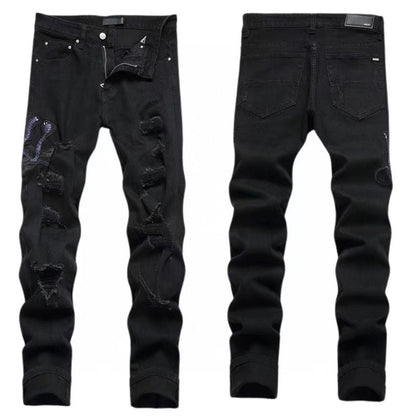 GMAM Heavy Craft Washed Distressed High Street Embroidered Unisex Jeans