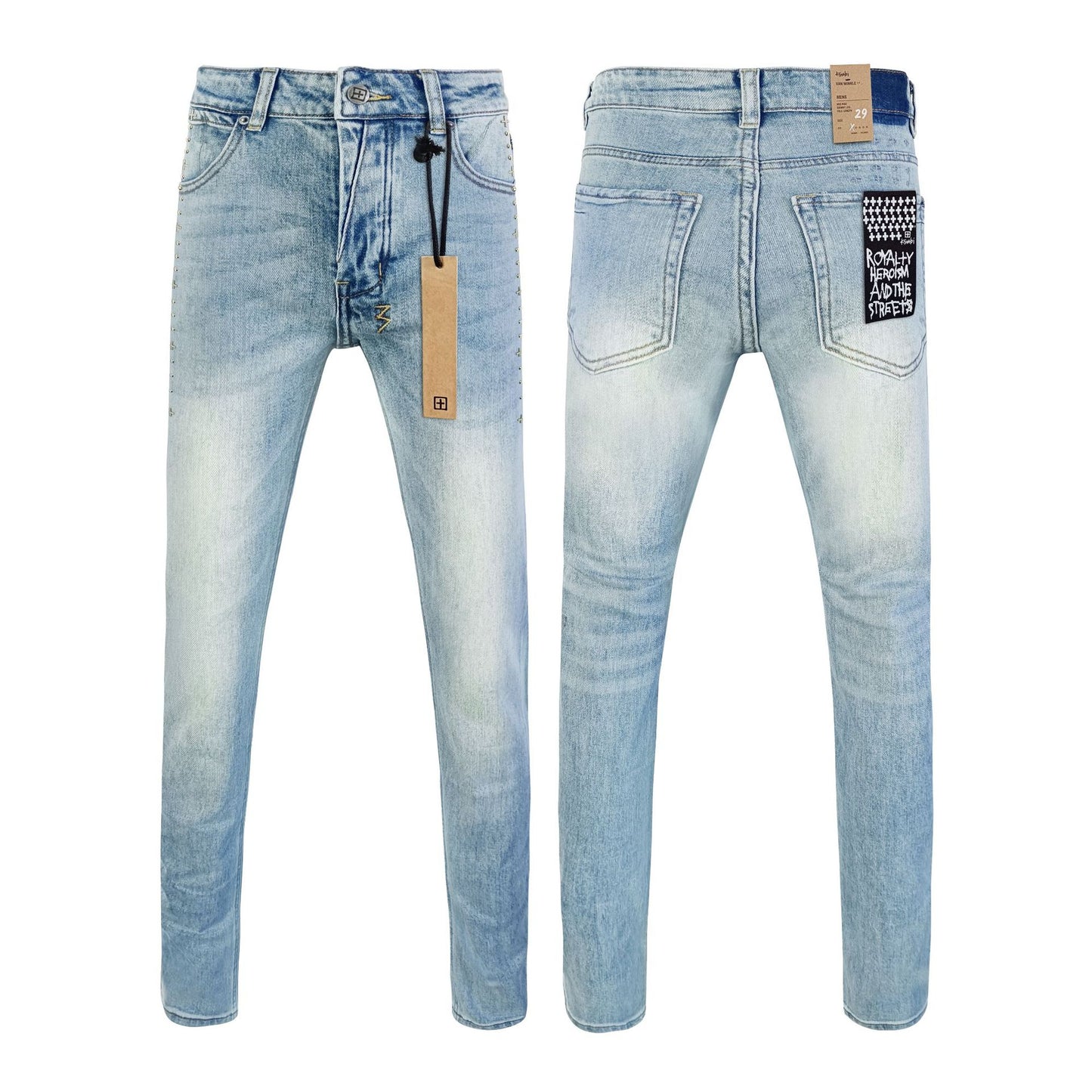 Men's KSB Jeans Straight Leg Ripped Stretch American High Street Casual Men's Jeans