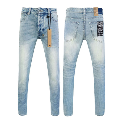 Men's KSB Jeans Straight Leg Ripped Stretch American High Street Casual Men's Jeans