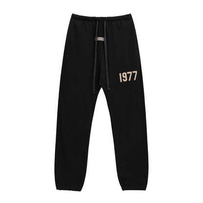 2025 New FOG 1977 Flocked Print Digital High Street European and American Style Sweatshirt Loose Casual Pants Unisex Set