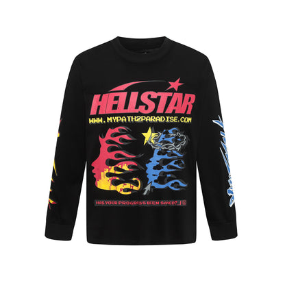 HS American Style Oversized Long Sleeve T-Shirt Autumn Base Shirt Men's Pullover Shirt