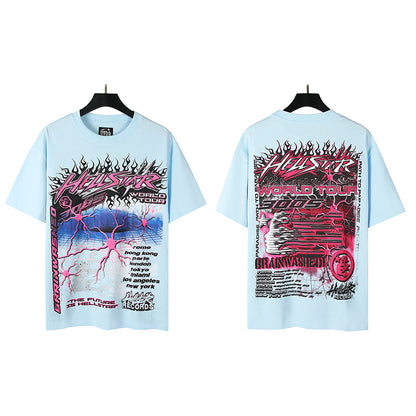 [3]2025 Summer New American Fashion Brand Male and Female Couples Wear plus Size Loose Pullover Short Sleeve T-shirt Youth Tee