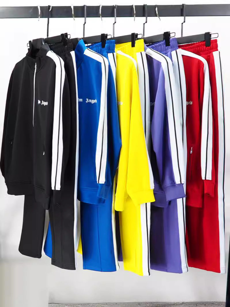 24SS Retro Trend Angel Color Block Embroidered Casual Jacket Top Jacket Set Long Pants Sweatshirt Trend