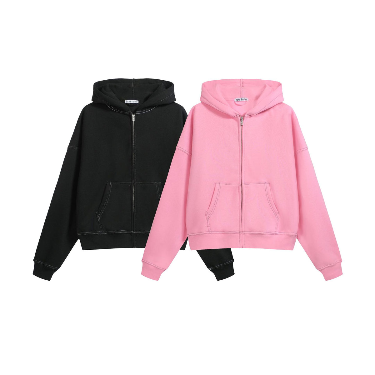 1996 Embroidered Logo Letter Zip-Up Loose-Fit Unisex Hooded Sweatshirt (Part 2)