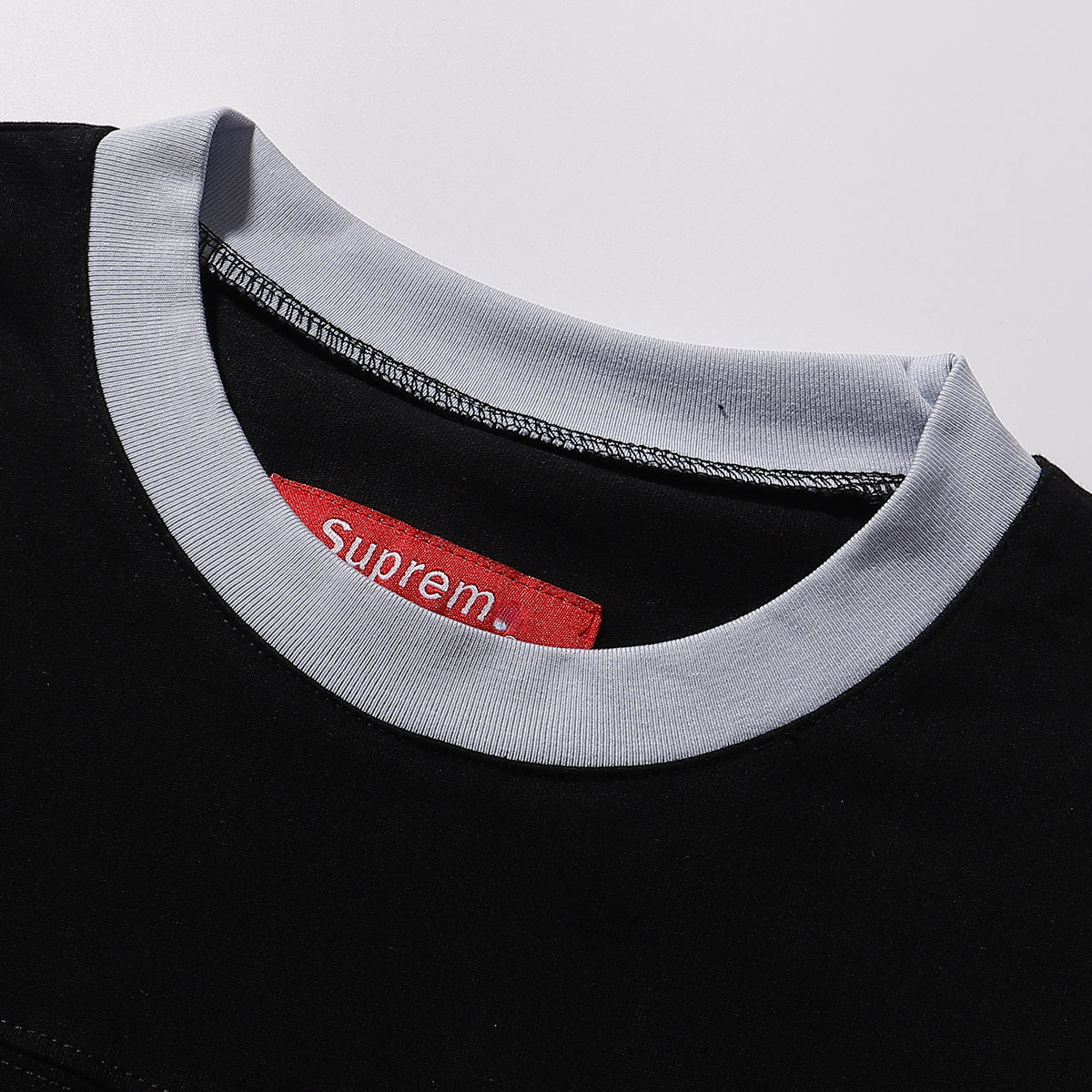 ss25supreme Crew Neck Short Sleeve American Style Trendy Classic Football Shirt Patchwork Ribbed High Street Top T-Shirt Unisex
