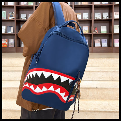New Fashion Shark Backpack for Students, Large Capacity Outdoor Waterproof Lightweight Trendy Men's Backpack