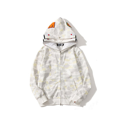 Baby Apee Shark Camouflage Hooded Cardigan Zipper Fashion Brand Comfortable Men's Women's Pullover Coat