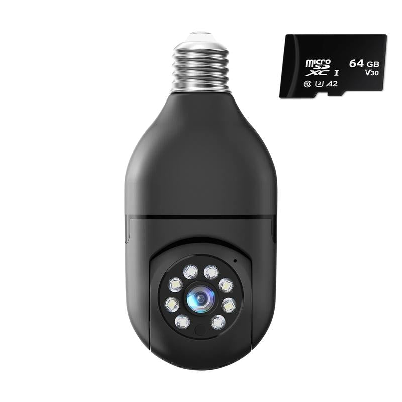 Light Bulb Security Camera with 3MP HD, Infrared Night Vision, Pan/Tilt, 2-Way Audio, Human Detection & Alexa Compatibility