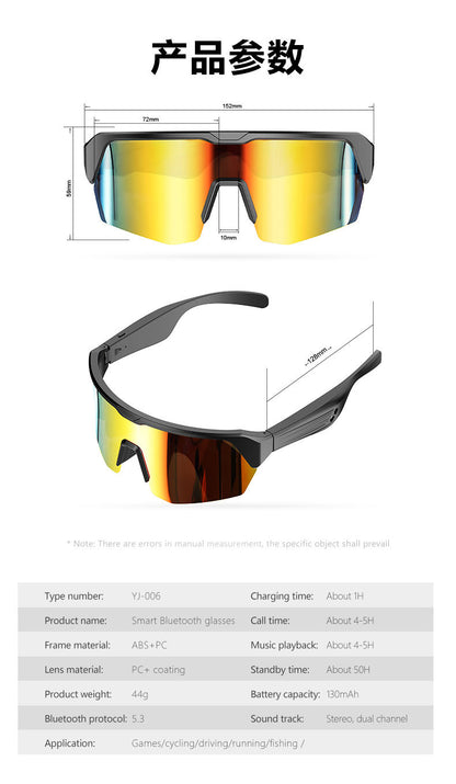 Outdoor Sports Sunglasses Smart Glasses Fashionable Cycling Bluetooth Glasses for Listening to Music and Calling Unisex