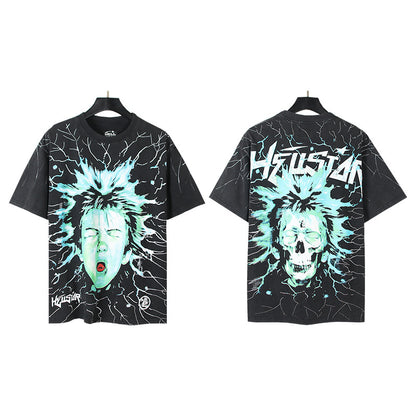 [2]2025 Summer New American Fashion Brand Male and Female Couples Wear plus Size Loose Pullover Short Sleeve T-shirt Youth Tee