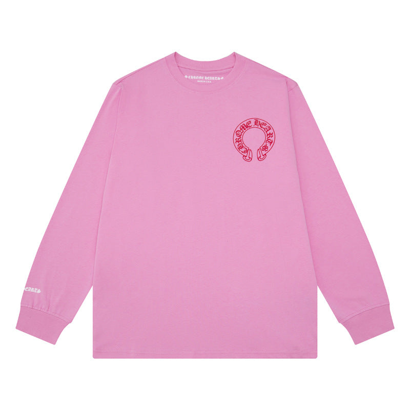 Ch Heart High-Quality Double Yarn Pure Cotton Unisex Printed Long Sleeve T-Shirt