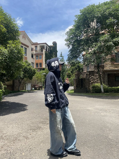 High-Quality ERD Melancholy Rich Second Generation Hooded Sweatshirt Washed Vintage Distressed Jacket Autumn Winter Zipper Coat