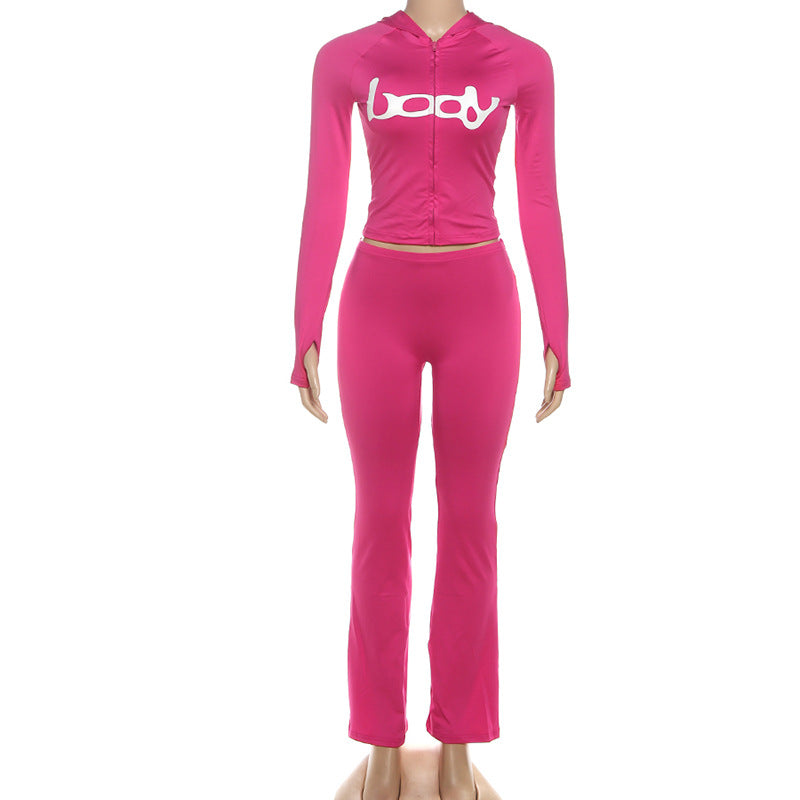 2025 Autumn Women's New Fashion Hooded Camouflage Print Long Sleeve Sports Trendy Slim Fit Long Pants Two-Piece Set