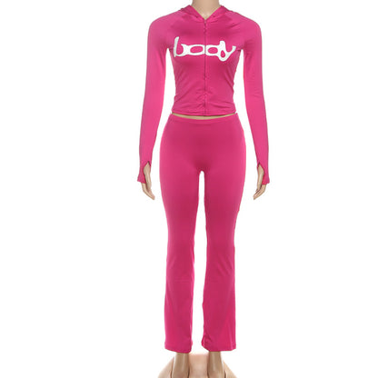 2025 Autumn Women's New Fashion Hooded Camouflage Print Long Sleeve Sports Trendy Slim Fit Long Pants Two-Piece Set