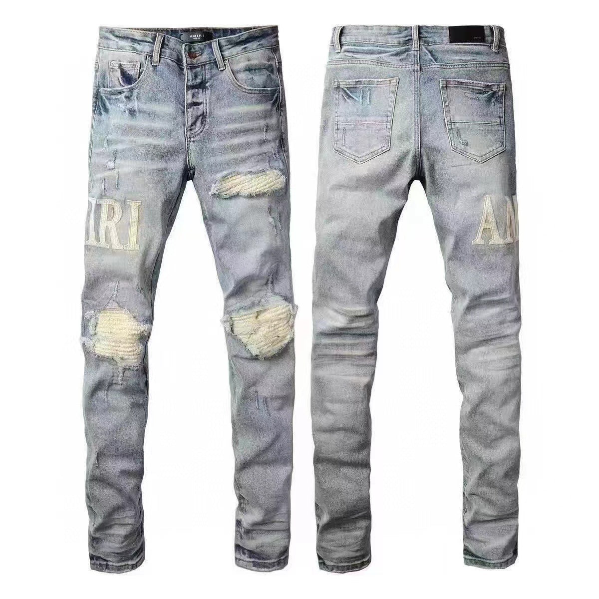 GMAM Heavy Craft Washed Distressed High Street Embroidered Unisex Jeans