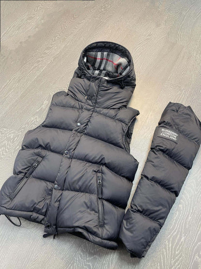 B Brand Sleeveless Couple Style Down Jacket Detachable Sleeves Hooded Down Jacket