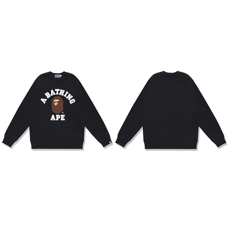 GMabcd Terry Sweatshirt for Men, Autumn and Winter Long Sleeve Letter Print Loose Round Neck Pullover Casual Top Trendy
