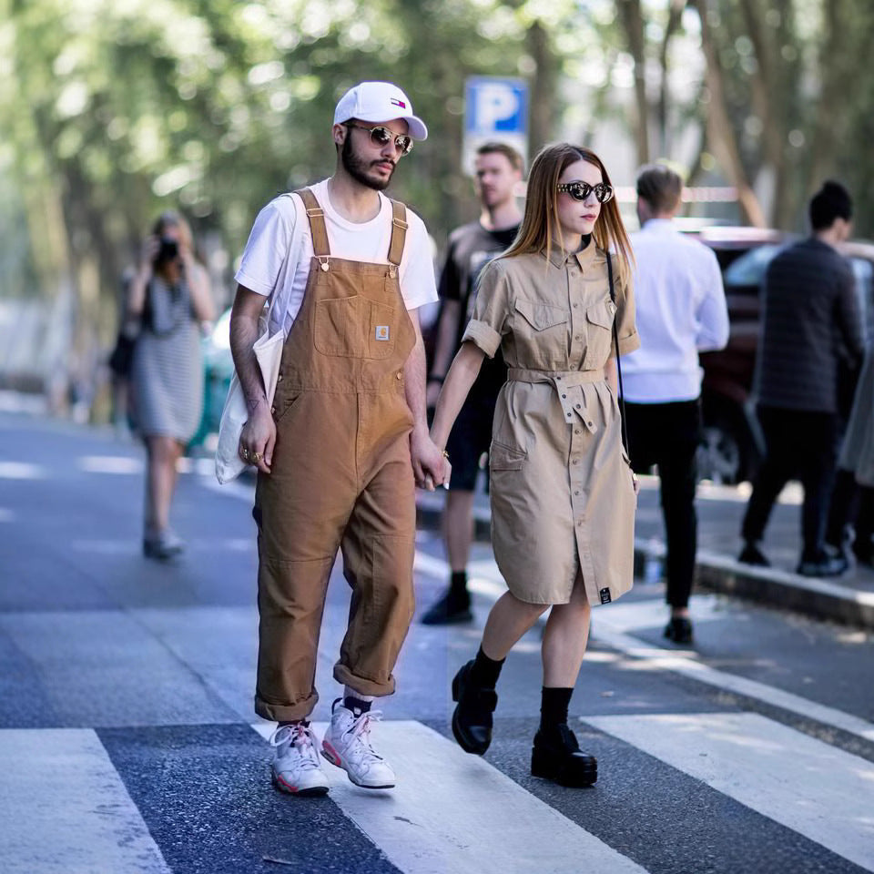 GMTTY Overalls for Men and Women Couples, Spring and Autumn Loose Straight-Leg Denim Jumpsuit