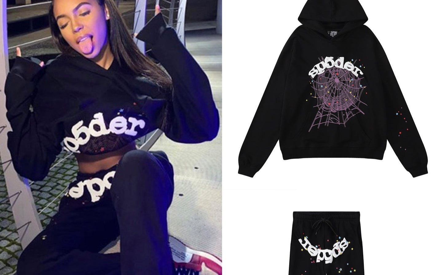 Sp55der High Quality Spider Web Foam Letter Loose Men's and Women's Suits Pants