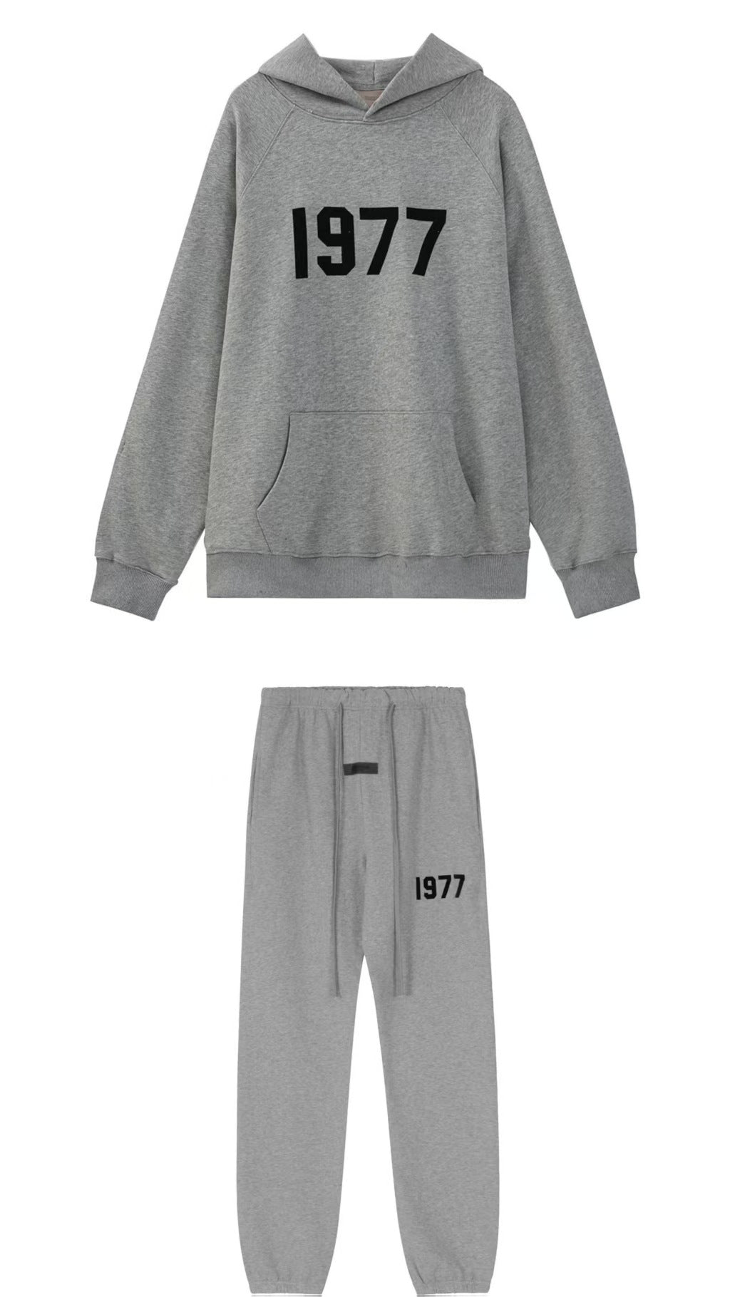 2025 New FOG 1977 Flocked Print Digital High Street European and American Style Sweatshirt Loose Casual Pants Unisex Set