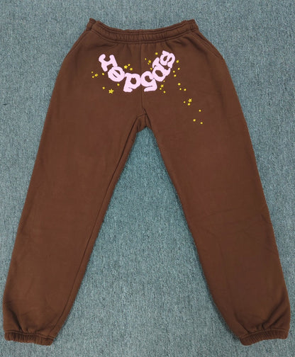 [Fleece Lined]Young Thug American Style Brand Sp5DER 555555 Spider Web Foam Print Casual Unisex Sweatpants
