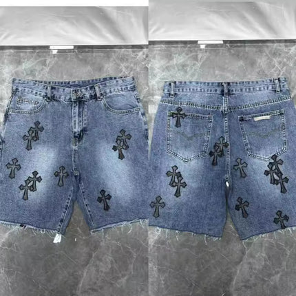 24ss Ch Heavy Industry Cross Patch Denim Shorts Couple Shorts