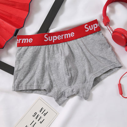 Men's Cotton Underwear Trendy Wide Waistband Mid-Rise Loose Breathable Youth Fashion Four-Corner Comfortable Large Sports Shorts