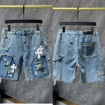24ss Ch Heavy Industry Cross Patch Denim Shorts Couple Shorts