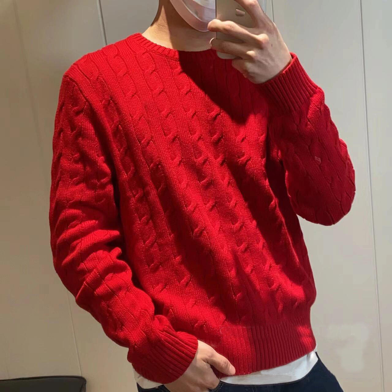 RL Sweater Women Embroidered Round Neck Knitwear Men Autumn Winter Warm Cable Couple