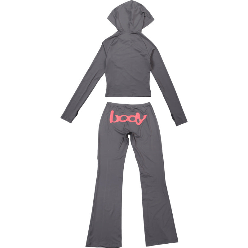 2025 Autumn Women's New Fashion Hooded Camouflage Print Long Sleeve Sports Trendy Slim Fit Long Pants Two-Piece Set