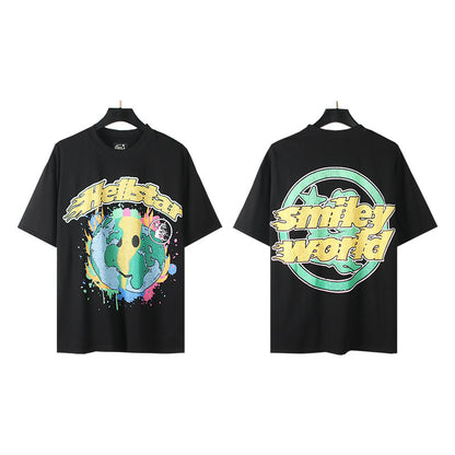 [4]2025 Summer New American Fashion Brand Male and Female Couples Wear plus Size Loose Pullover Short Sleeve T-shirt Youth Tee