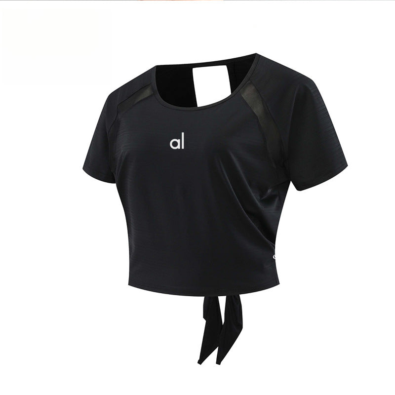 Al Sports Yoga Shirt for Women, Quick-Dry Running Casual Short Sleeve with Chest Pads, Short Cross-Fit Gym Top T-Shirt for Summer