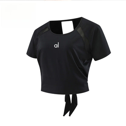 Al Sports Yoga Shirt for Women, Quick-Dry Running Casual Short Sleeve with Chest Pads, Short Cross-Fit Gym Top T-Shirt for Summer