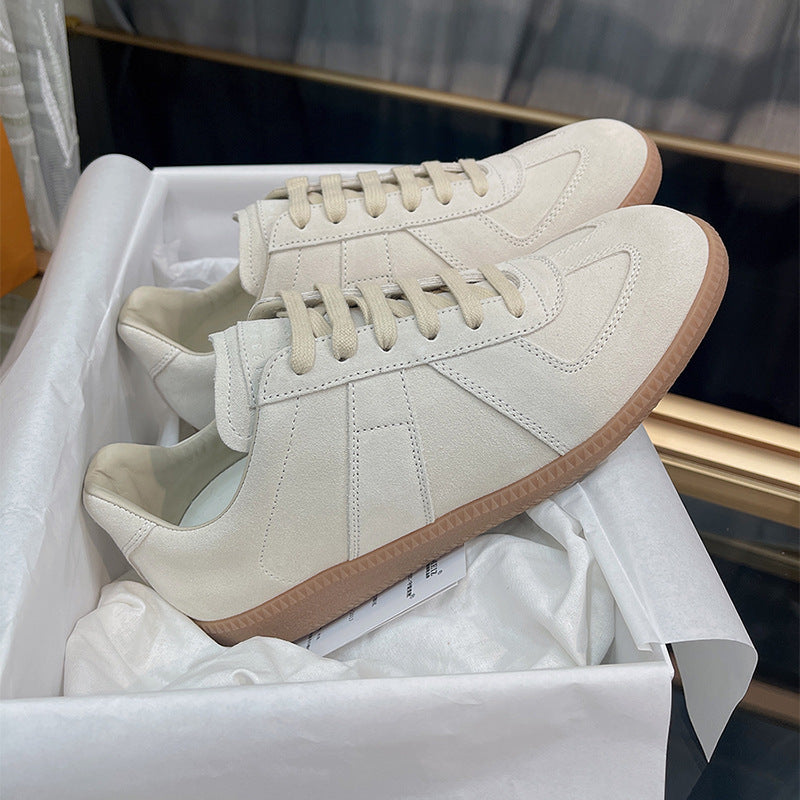 GMabcd mm6 Dexun Shoes for Women 2025 New Model Top Layer Cowhide Raw Rubber Sole Comfortable Casual Sneakers for Men and Women