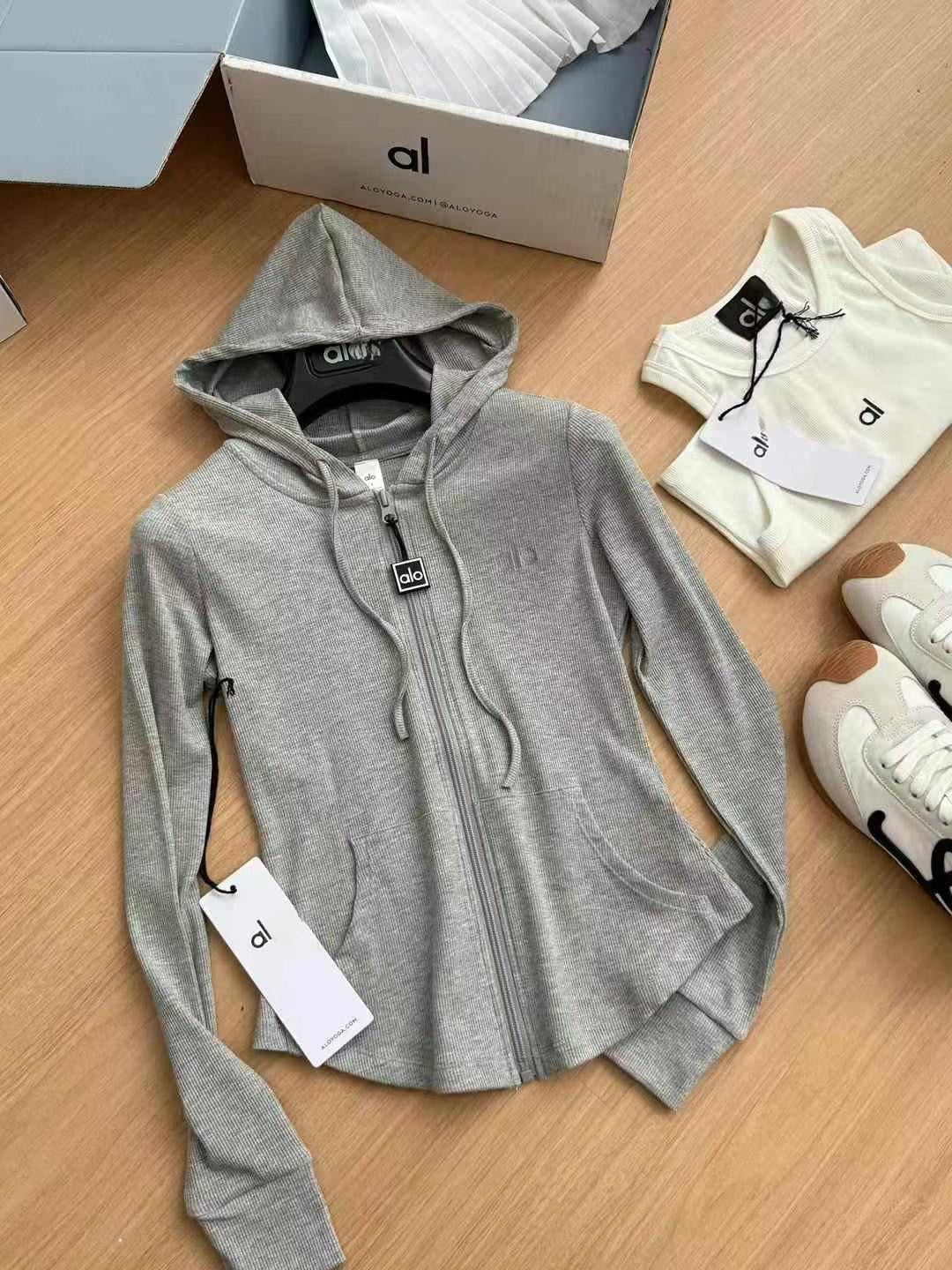 A-L High-Quality Hooded Zipper Jacket and Pleated Skirt Set Two-Piece Slim Fit Versatile Yoga Sports
