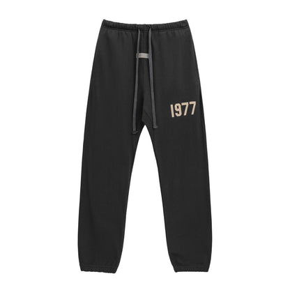 2025 New FOG 1977 Flocked Print Digital High Street European and American Style Sweatshirt Loose Casual Pants Unisex Set