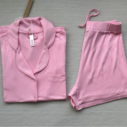 Skim Kardashian Style Spring Summer Thin Modal Short Sleeve Shorts Pajamas Soft Comfortable Homewear Set