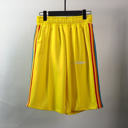 PA Angel Trendy Brand Striped Rainbow Ribbon Shorts Unisex Couple Fog High Street Palm Tree Loose Five-Point Pants