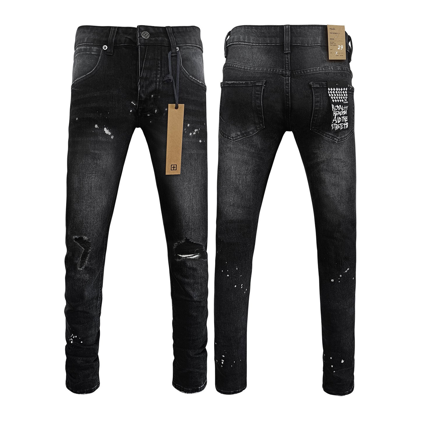 Men's KSB Jeans Straight Leg Ripped Stretch American High Street Casual Men's Jeans