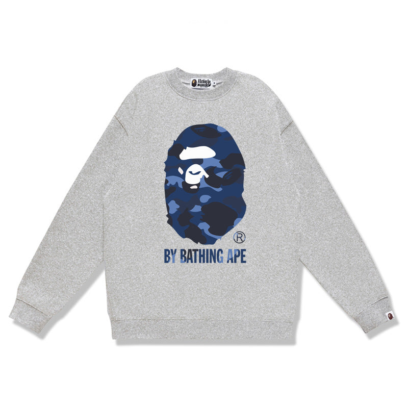 GMabcd Terry Sweatshirt for Men, Autumn and Winter Long Sleeve Letter Print Loose Round Neck Pullover Casual Top Trendy