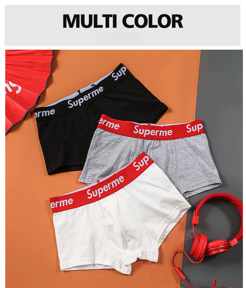 Men's Cotton Underwear Trendy Wide Waistband Mid-Rise Loose Breathable Youth Fashion Four-Corner Comfortable Large Sports Shorts