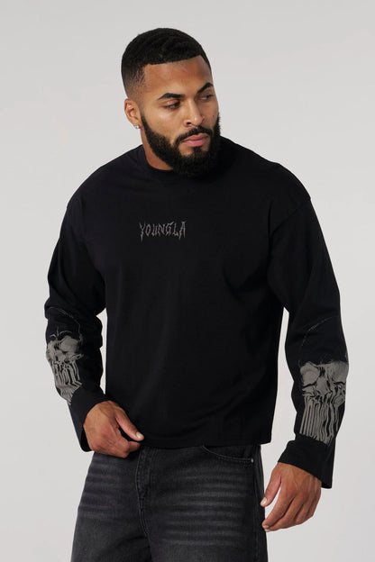 Young-La Autumn Long-Sleeved T-shirt Cotton round Neck Gym Exercise Workout Training Bottoming Shirt Men