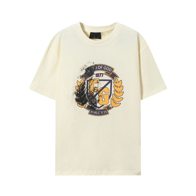 FQG Wheat Ear Short Sleeve 2025 Summer New European and American Trendy Brand Men's Plus Size Loose T-Shirt
