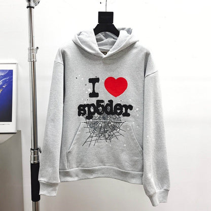 Gmsp5der Sweater Spider Web Love Pullover Hooded Sweater Men's and Women's Hoodies[High Quality]