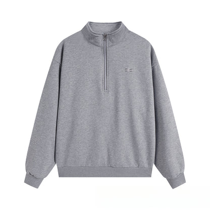 A-L-O Half-Zip Sweatshirt for Women, Autumn and Winter Loose Stand Collar Slimming Jacket, Casual Sports Top