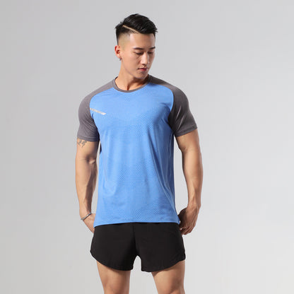 Unisex Breathable Lightweight Gym Short Sleeve Quick-Dry Top Fitness Sports Wear Ice Silk T-Shirt Stretch Short Sleeve
