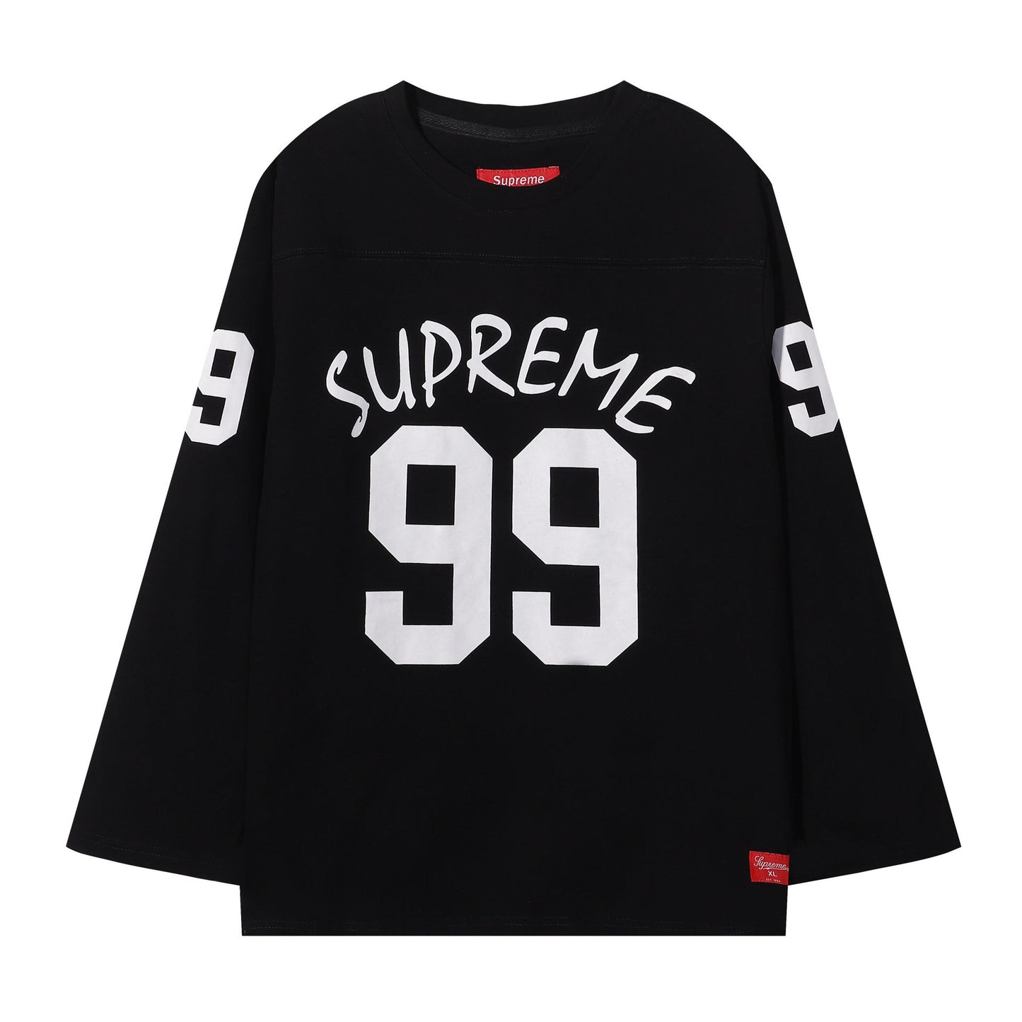 ss25supreme Crew Neck Short Sleeve American Style Trendy Classic Football Shirt Patchwork Ribbed High Street Top T-Shirt Unisex