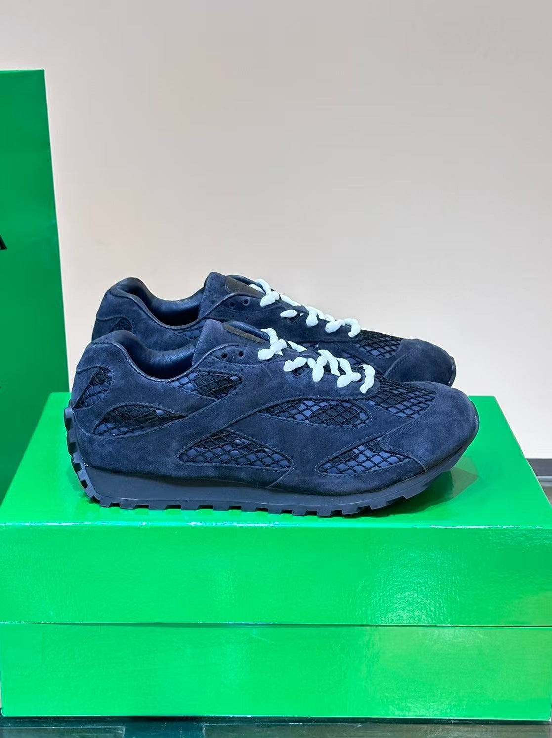 GMabcd New Casual Genuine Leather Mesh Patchwork Dad Shoes Versatile Fashion Couple Lace-up Sneakers